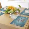 Ambesonne Christmas Place Mats Set of 4, Merry Xmas Wish Fir Tree Branches Poinsettia Flowers Birds and Deer, Washable Fabric Placemats for Dining Table, Standard Size, Green and Red(Brown Turquoise)