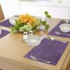 Ambesonne Christmas Place Mats Set of 4, Merry Xmas Wish Fir Tree Branches Poinsettia Flowers Birds and Deer, Washable Fabric Placemats for Dining Table, Standard Size, Green and Red(Eggplant Purple)