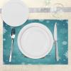 Ambesonne Christmas Place Mats Set of 4, Merry Xmas Wish Fir Tree Branches Poinsettia Flowers Birds and Deer, Washable Fabric Placemats for Dining Table, Standard Size, Green and Red(Brown Turquoise)
