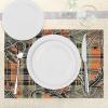 Ambesonne Christmas Place Mats Set of 4, Merry Xmas Wish Fir Tree Branches Poinsettia Flowers Birds and Deer, Washable Fabric Placemats for Dining Table, Standard Size, Green and Red(Apricot Pale Green Grey)