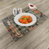 Ambesonne Christmas Place Mats Set of 4, Merry Xmas Wish Fir Tree Branches Poinsettia Flowers Birds and Deer, Washable Fabric Placemats for Dining Table, Standard Size, Green and Red(Apricot Pale Green Grey)