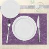 Ambesonne Christmas Place Mats Set of 4, Merry Xmas Wish Fir Tree Branches Poinsettia Flowers Birds and Deer, Washable Fabric Placemats for Dining Table, Standard Size, Green and Red(Eggplant Purple)