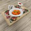Ambesonne Christmas Place Mats Set of 4, Merry Xmas Wish Fir Tree Branches Poinsettia Flowers Birds and Deer, Washable Fabric Placemats for Dining Table, Standard Size, Green and Red(Emerald Cream)