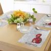 Ambesonne Christmas Place Mats Set of 4, Merry Xmas Wish Fir Tree Branches Poinsettia Flowers Birds and Deer, Washable Fabric Placemats for Dining Table, Standard Size, Green and Red(Red White)