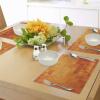Ambesonne Christmas Place Mats Set of 4, Merry Xmas Wish Fir Tree Branches Poinsettia Flowers Birds and Deer, Washable Fabric Placemats for Dining Table, Standard Size, Green and Red(Orange Burnt)