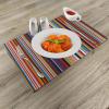 Ambesonne Christmas Place Mats Set of 4, Merry Xmas Wish Fir Tree Branches Poinsettia Flowers Birds and Deer, Washable Fabric Placemats for Dining Table, Standard Size, Green and Red(Orange Purple)