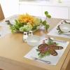 Ambesonne Christmas Place Mats Set of 4, Merry Xmas Wish Fir Tree Branches Poinsettia Flowers Birds and Deer, Washable Fabric Placemats for Dining Table, Standard Size, Green and Red(Brown and Green)