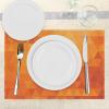 Ambesonne Christmas Place Mats Set of 4, Merry Xmas Wish Fir Tree Branches Poinsettia Flowers Birds and Deer, Washable Fabric Placemats for Dining Table, Standard Size, Green and Red(Orange Burnt)