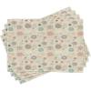 Ambesonne Christmas Place Mats Set of 4, Merry Xmas Wish Fir Tree Branches Poinsettia Flowers Birds and Deer, Washable Fabric Placemats for Dining Table, Standard Size, Green and Red(Pale Beige)