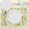 Ambesonne Christmas Place Mats Set of 4, Merry Xmas Wish Fir Tree Branches Poinsettia Flowers Birds and Deer, Washable Fabric Placemats for Dining Table, Standard Size, Green and Red(Fern Green)