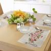 Ambesonne Christmas Place Mats Set of 4, Merry Xmas Wish Fir Tree Branches Poinsettia Flowers Birds and Deer, Washable Fabric Placemats for Dining Table, Standard Size, Green and Red(Green and Red)