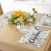 Ambesonne Christmas Place Mats Set of 4, Merry Xmas Wish Fir Tree Branches Poinsettia Flowers Birds and Deer, Washable Fabric Placemats for Dining Table, Standard Size, Green and Red(Charcoal Beige)