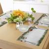 Ambesonne Christmas Place Mats Set of 4, Merry Xmas Wish Fir Tree Branches Poinsettia Flowers Birds and Deer, Washable Fabric Placemats for Dining Table, Standard Size, Green and Red(Red and Green)