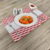 Ambesonne Christmas Place Mats Set of 4, Merry Xmas Wish Fir Tree Branches Poinsettia Flowers Birds and Deer, Washable Fabric Placemats for Dining Table, Standard Size, Green and Red(White Red)