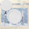 Ambesonne Christmas Place Mats Set of 4, Merry Xmas Wish Fir Tree Branches Poinsettia Flowers Birds and Deer, Washable Fabric Placemats for Dining Table, Standard Size, Green and Red(Baby Blue)