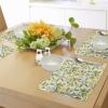 Ambesonne Christmas Place Mats Set of 4, Merry Xmas Wish Fir Tree Branches Poinsettia Flowers Birds and Deer, Washable Fabric Placemats for Dining Table, Standard Size, Green and Red(Fern Green)