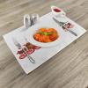 Ambesonne Christmas Place Mats Set of 4, Merry Xmas Wish Fir Tree Branches Poinsettia Flowers Birds and Deer, Washable Fabric Placemats for Dining Table, Standard Size, Green and Red(White Brown)