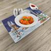 Ambesonne Christmas Place Mats Set of 4, Merry Xmas Wish Fir Tree Branches Poinsettia Flowers Birds and Deer, Washable Fabric Placemats for Dining Table, Standard Size, Green and Red(White Blue)
