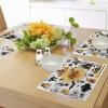 Ambesonne Christmas Place Mats Set of 4, Merry Xmas Wish Fir Tree Branches Poinsettia Flowers Birds and Deer, Washable Fabric Placemats for Dining Table, Standard Size, Green and Red(Black Orange)