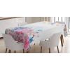 Ambesonne Christmas Tablecloth, New Year’s Eve Tree Branch Border with Berry Ribbons Gingerbread Man, Dining Room Kitchen Rectangular Table Cover, 60″ X 84″,Brown(Pale Blue)