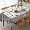 Ambesonne Christmas Tablecloth, New Year’s Eve Tree Branch Border with Berry Ribbons Gingerbread Man, Dining Room Kitchen Rectangular Table Cover, 60″ X 84″,Brown(Black and White)