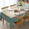 Ambesonne Christmas Tablecloth, New Year’s Eve Tree Branch Border with Berry Ribbons Gingerbread Man, Dining Room Kitchen Rectangular Table Cover, 60″ X 84″,Brown(Cream Turquoise)