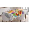 Ambesonne Christmas Tablecloth, New Year’s Eve Tree Branch Border with Berry Ribbons Gingerbread Man, Dining Room Kitchen Rectangular Table Cover, 60″ X 84″,Brown(Pale Rainbow)