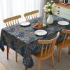 Ambesonne Christmas Tablecloth, New Year’s Eve Tree Branch Border with Berry Ribbons Gingerbread Man, Dining Room Kitchen Rectangular Table Cover, 60″ X 84″,Brown(Multi Color)