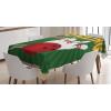 Ambesonne Christmas Tablecloth, New Year’s Eve Tree Branch Border with Berry Ribbons Gingerbread Man, Dining Room Kitchen Rectangular Table Cover, 60″ X 84″,Brown(Forest Green)