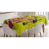 Ambesonne Christmas Tablecloth, New Year’s Eve Tree Branch Border with Berry Ribbons Gingerbread Man, Dining Room Kitchen Rectangular Table Cover, 60″ X 84″,Brown(Apple Green Pink)