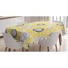 Ambesonne Christmas Tablecloth, New Year’s Eve Tree Branch Border with Berry Ribbons Gingerbread Man, Dining Room Kitchen Rectangular Table Cover, 60″ X 84″,Brown(Yellow Gray)
