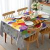 Ambesonne Christmas Tablecloth, New Year’s Eve Tree Branch Border with Berry Ribbons Gingerbread Man, Dining Room Kitchen Rectangular Table Cover, 60″ X 84″,Brown(Pale Rainbow)