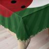 Ambesonne Christmas Tablecloth, New Year’s Eve Tree Branch Border with Berry Ribbons Gingerbread Man, Dining Room Kitchen Rectangular Table Cover, 60″ X 84″,Brown(Forest Green)