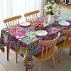 Ambesonne Christmas Tablecloth, New Year’s Eve Tree Branch Border with Berry Ribbons Gingerbread Man, Dining Room Kitchen Rectangular Table Cover, 60″ X 84″,Brown(Pink)
