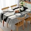Ambesonne Christmas Tablecloth, New Year’s Eve Tree Branch Border with Berry Ribbons Gingerbread Man, Dining Room Kitchen Rectangular Table Cover, 60″ X 84″,Brown(Black Grey)