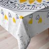 Ambesonne Christmas Tablecloth, New Year’s Eve Tree Branch Border with Berry Ribbons Gingerbread Man, Dining Room Kitchen Rectangular Table Cover, 60″ X 84″,Brown(Yellow and Blue)
