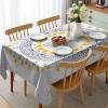 Ambesonne Christmas Tablecloth, New Year’s Eve Tree Branch Border with Berry Ribbons Gingerbread Man, Dining Room Kitchen Rectangular Table Cover, 60″ X 84″,Brown(Yellow and Blue)
