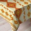 Ambesonne Christmas Tablecloth, New Year’s Eve Tree Branch Border with Berry Ribbons Gingerbread Man, Dining Room Kitchen Rectangular Table Cover, 60″ X 84″,Brown(Orange Yellow)