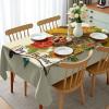 Ambesonne Christmas Tablecloth, New Year’s Eve Tree Branch Border with Berry Ribbons Gingerbread Man, Dining Room Kitchen Rectangular Table Cover, 60″ X 84″,Brown(Pastel Cream)