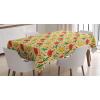 Ambesonne Christmas Tablecloth, New Year’s Eve Tree Branch Border with Berry Ribbons Gingerbread Man, Dining Room Kitchen Rectangular Table Cover, 60″ X 84″,Brown(Green Vermilion)