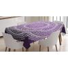 Ambesonne Christmas Tablecloth, New Year’s Eve Tree Branch Border with Berry Ribbons Gingerbread Man, Dining Room Kitchen Rectangular Table Cover, 60″ X 84″,Brown(Purple White)