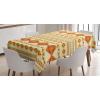 Ambesonne Christmas Tablecloth, New Year’s Eve Tree Branch Border with Berry Ribbons Gingerbread Man, Dining Room Kitchen Rectangular Table Cover, 60″ X 84″,Brown(Orange Yellow)