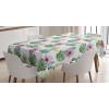 Ambesonne Christmas Tablecloth, New Year’s Eve Tree Branch Border with Berry Ribbons Gingerbread Man, Dining Room Kitchen Rectangular Table Cover, 60″ X 84″,Brown(Green and Pink)