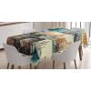 Ambesonne Christmas Tablecloth, New Year’s Eve Tree Branch Border with Berry Ribbons Gingerbread Man, Dining Room Kitchen Rectangular Table Cover, 60″ X 84″,Brown(Dark Teal)
