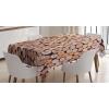 Ambesonne Christmas Tablecloth, New Year’s Eve Tree Branch Border with Berry Ribbons Gingerbread Man, Dining Room Kitchen Rectangular Table Cover, 60″ X 84″,Brown(Cream)