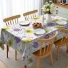 Ambesonne Christmas Tablecloth, New Year’s Eve Tree Branch Border with Berry Ribbons Gingerbread Man, Dining Room Kitchen Rectangular Table Cover, 60″ X 84″,Brown(Purple Green)