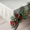 Ambesonne Christmas Tablecloth, New Year’s Eve Tree Branch Border with Berry Ribbons Gingerbread Man, Dining Room Kitchen Rectangular Table Cover, 60″ X 84″,Brown(Brown)