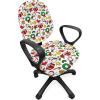 Ambesonne Christmas Office Chair Slipcover, Celebration of Xmas Garland Candy Cane Snowman Mistletoe Tree Ornaments, Protective Stretch Decorative Fabric Cover, Red White Green