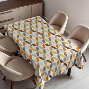 Ambesonne Christmas Tablecloth, New Year’s Eve Tree Branch Border with Berry Ribbons Gingerbread Man, Dining Room Kitchen Rectangular Table Cover, 60″ X 84″,Brown(Taupe Grey)