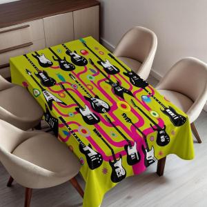 Ambesonne Christmas Tablecloth, New Year’s Eve Tree Branch Border with Berry Ribbons Gingerbread Man, Dining Room Kitchen Rectangular Table Cover, 60″ X 84″,Brown(Apple Green Pink)